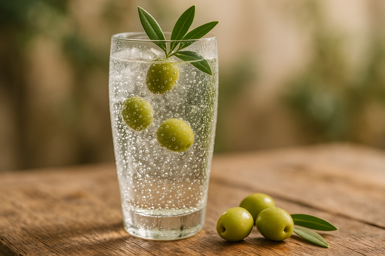 sparkling olive water
